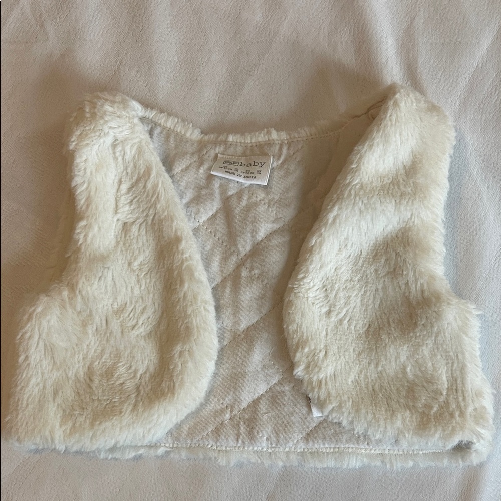 F&F Baby Cream Faux Fur Lined Vest